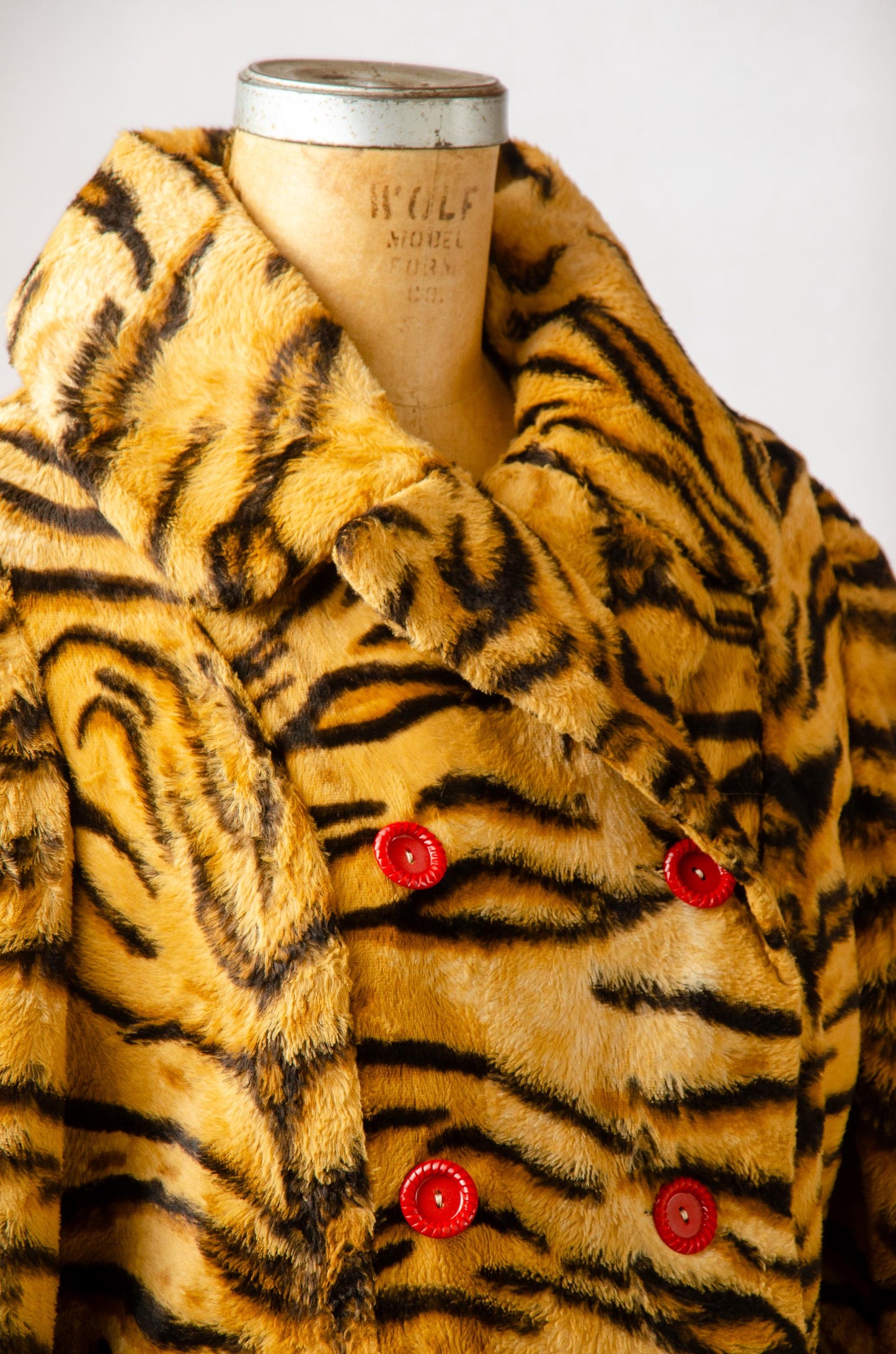 1970s Joseph I. Magnin Faux Tiger Fur Full Length Coat
