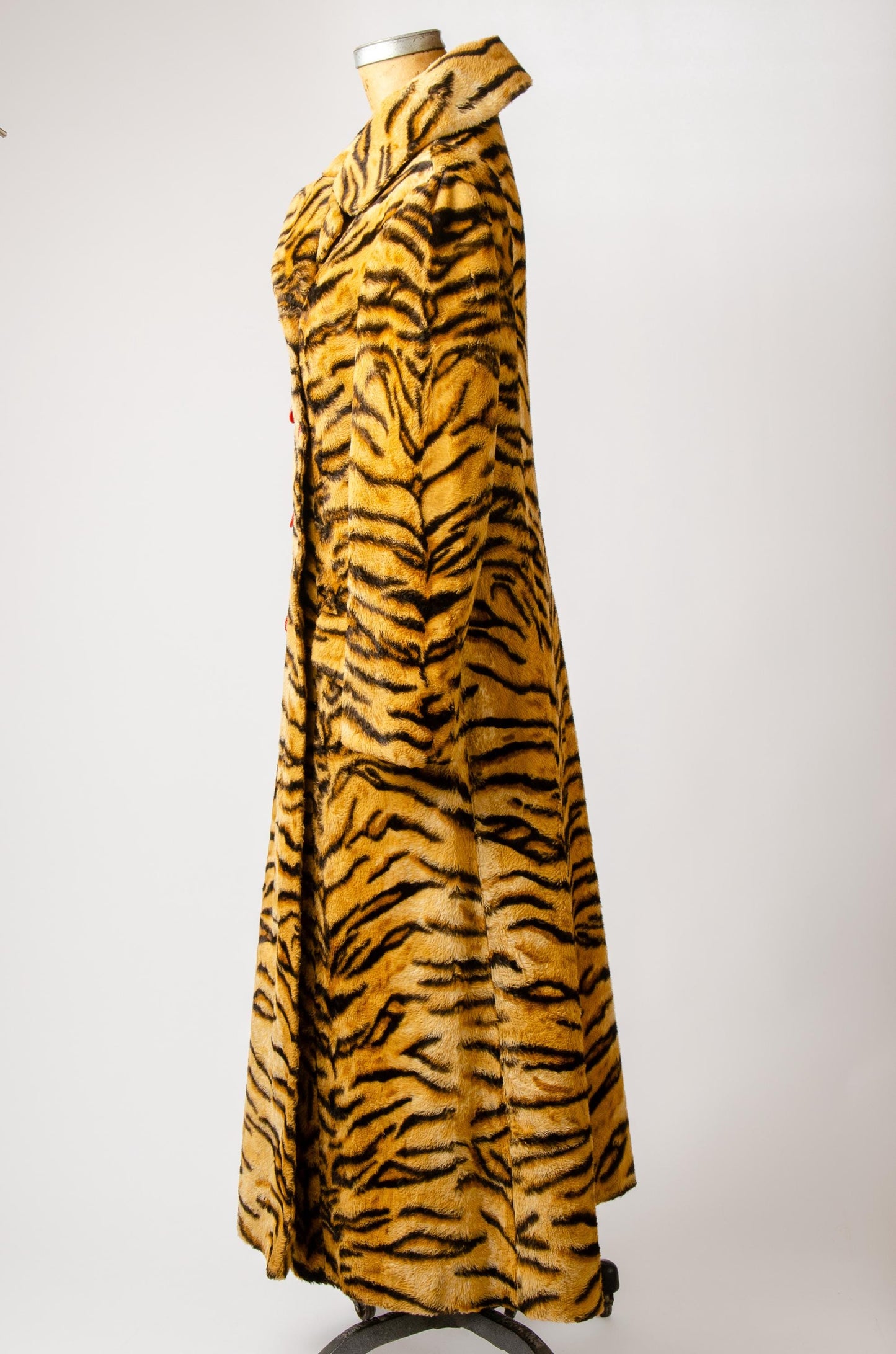 1970s Joseph I. Magnin Faux Tiger Fur Full Length Coat