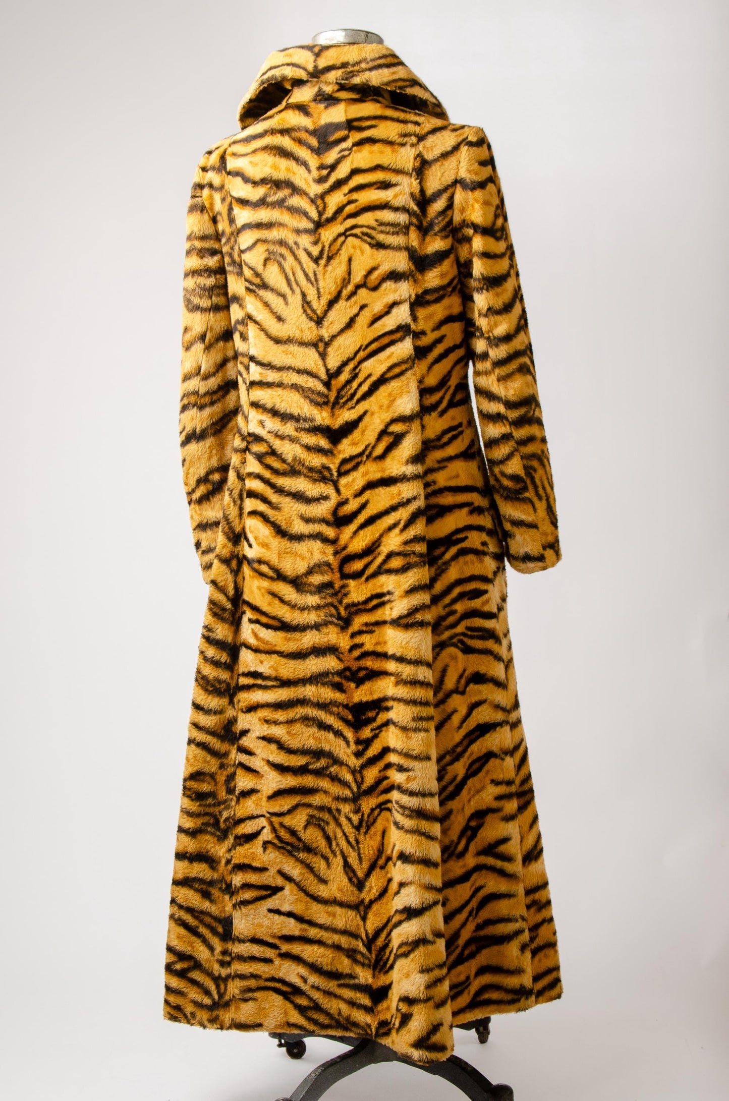 1970s Joseph I. Magnin Faux Tiger Fur Full Length Coat