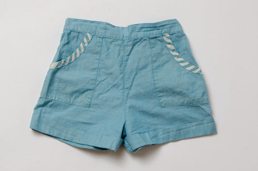 1930s Kids Chambray Shorts Blue Cotton 3T 4T