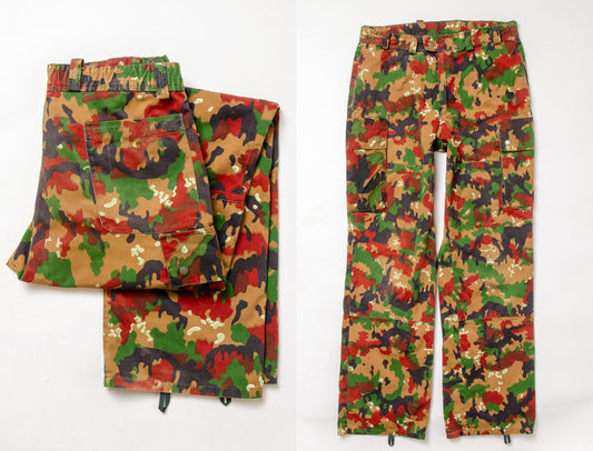 1980s Swiss Alpenflage Camo Pants Cotton Utility Trousers 36 x 34