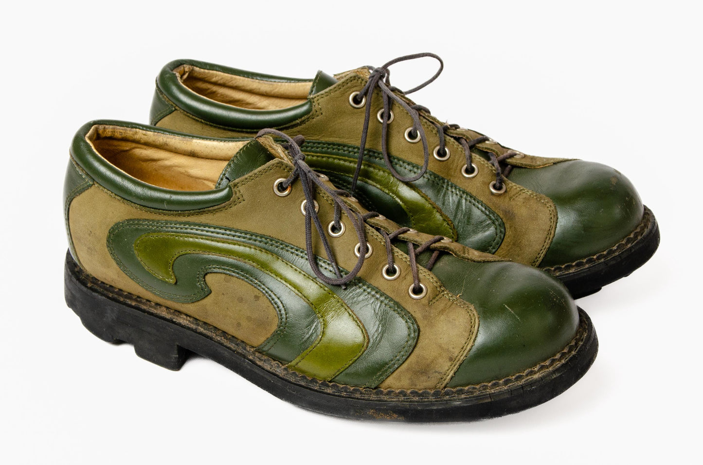 Vintage John Fluevog Angel Swirl Green Leather Shoes Mens 7.5 Women 9
