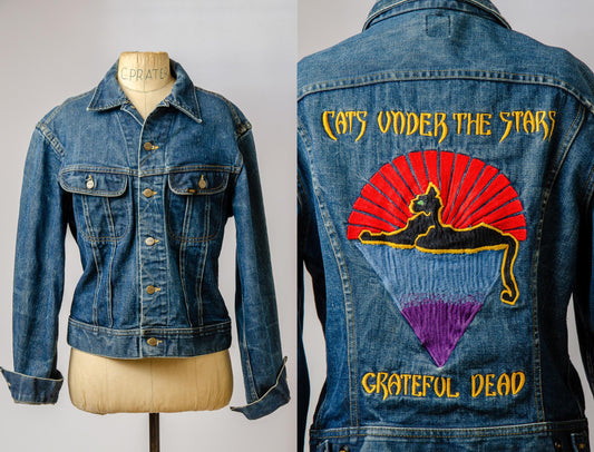 1980s Grateful Dead Cats Under the Stars Dark Indigo LEE Denim Jean Jacket