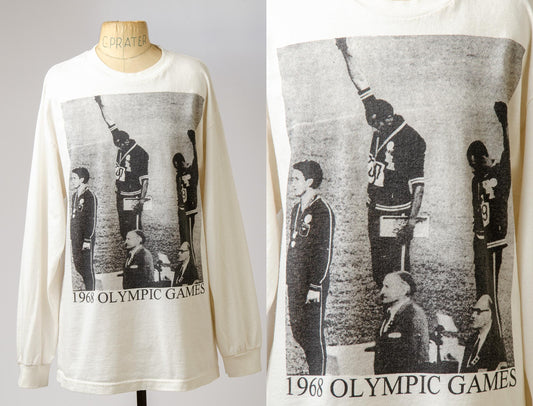 Reserved 4 Vanessa 90s Black Power Salute 1968 Olympics Civil Rights Long Sleeve Cotton T Shirt