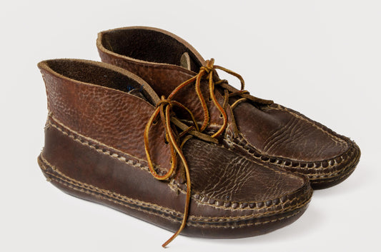 Vintage Moccasin Boot Handmade Thick Saddle Leather Ankle Boots Mens 9.5 - 10