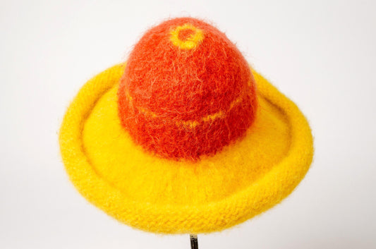 1970s Mohair Knit Wide Brim Fuzzy Sunshine Rasta Hat