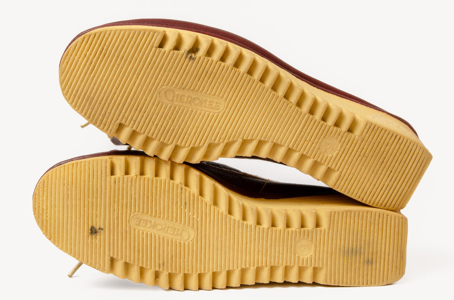 1970s Cherokee California Leather Wedge Platform Shoes 8 Deadstock