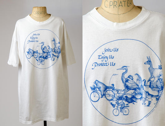 1980s Animal Rights T Shirt Join Us Enjoy Us Protect Us Political Activist