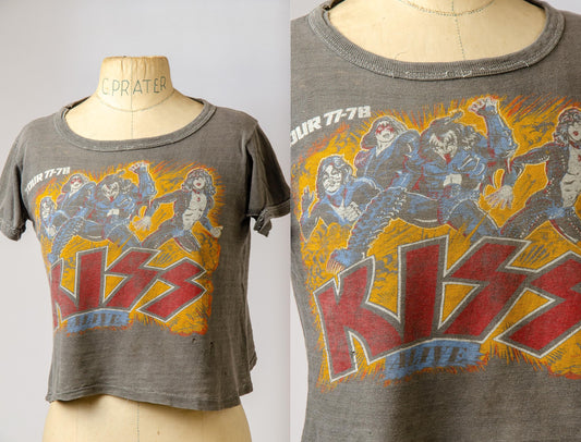 1977 KISS Distressed Cotton Glam Rock T Shirt