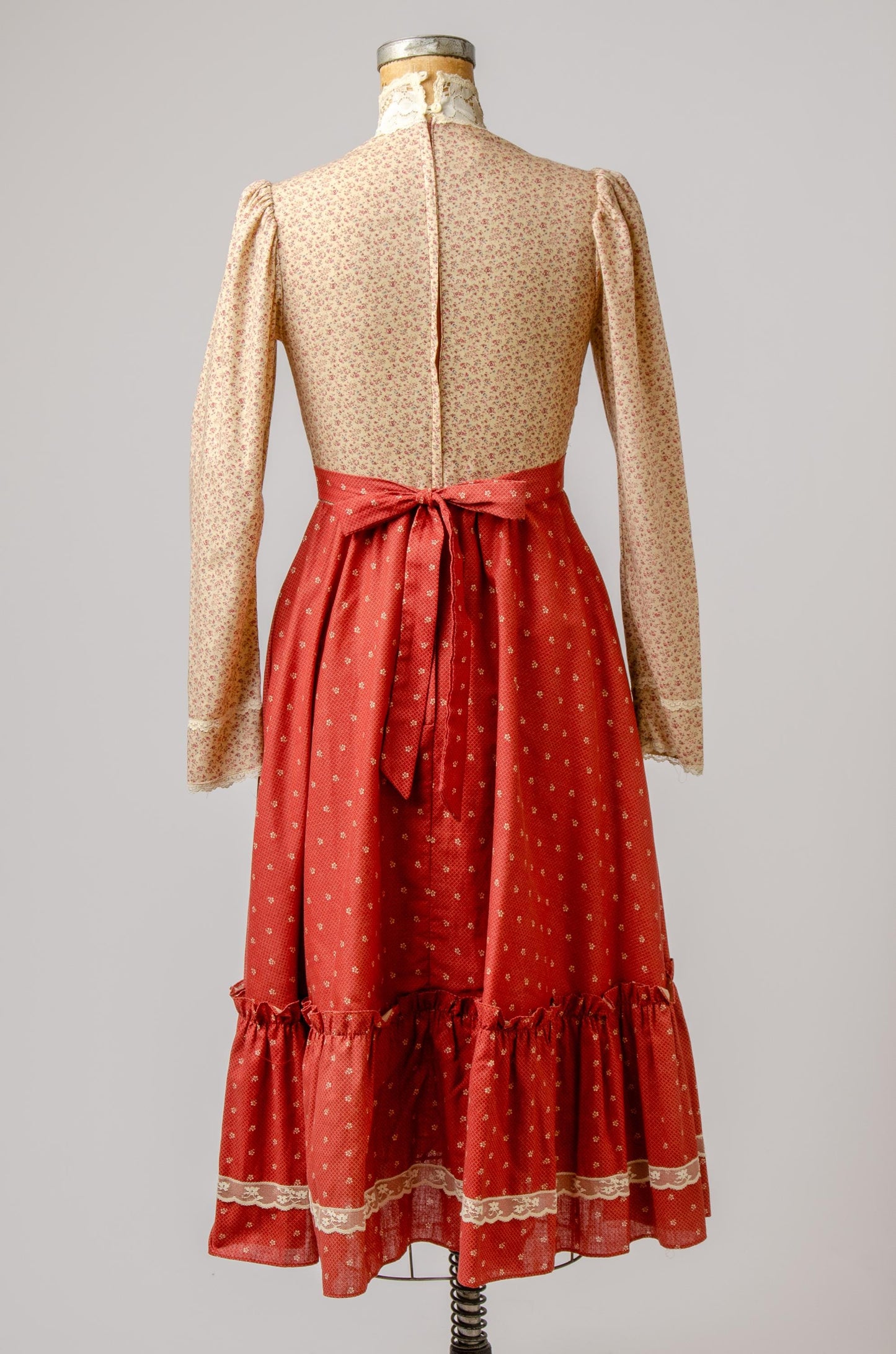 1970s Gunne Sax Prairie Dress Corset Front Mauve Bohemian Hippie Dress