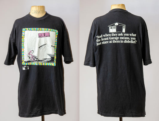1980s Pere Ubu Avant Garage Front and Back Print Black Cotton T Shirt