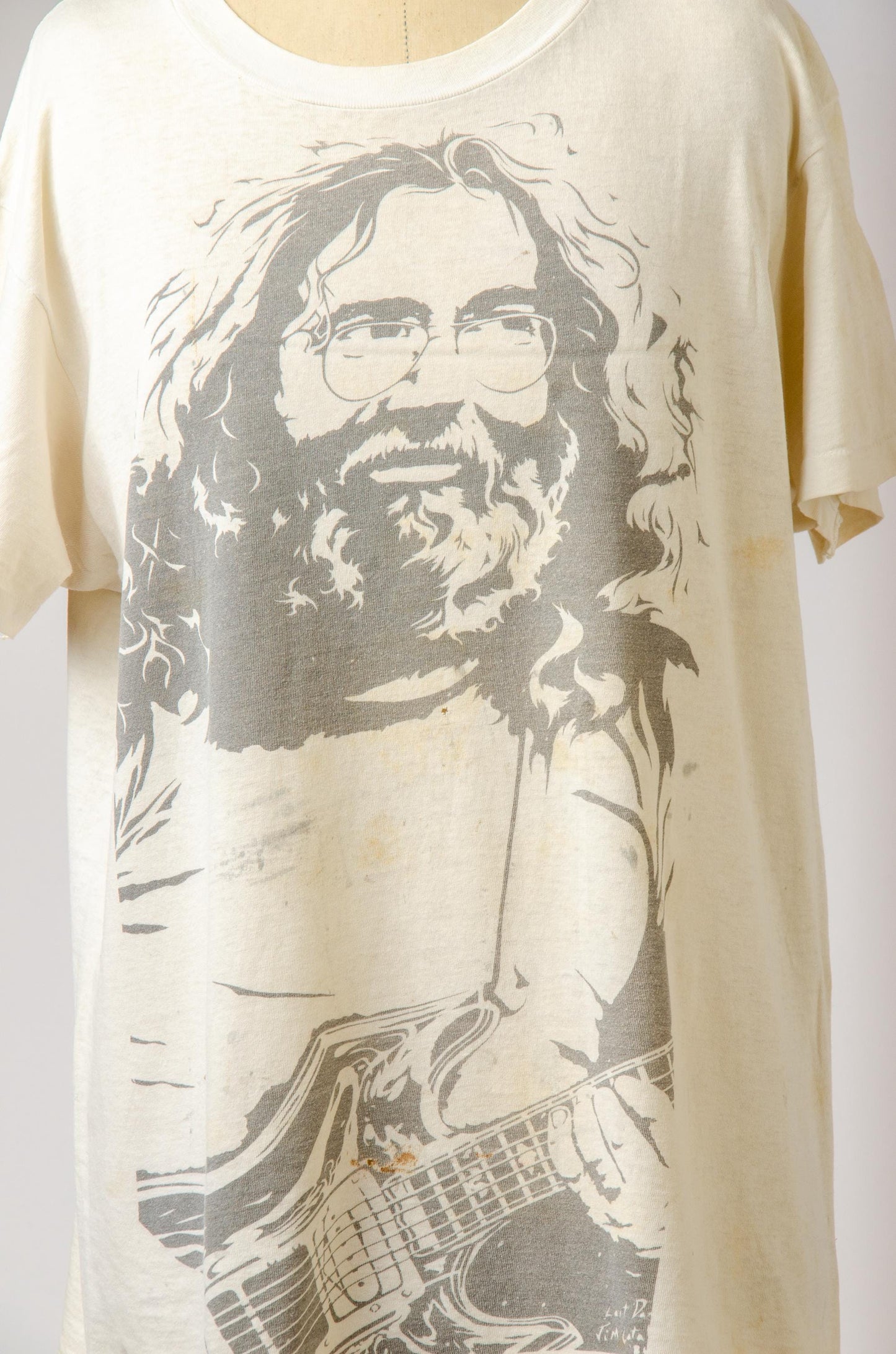 1980s Jerry Garcia Grateful Dead Jerry Face Front and Back Distressed T Shirt