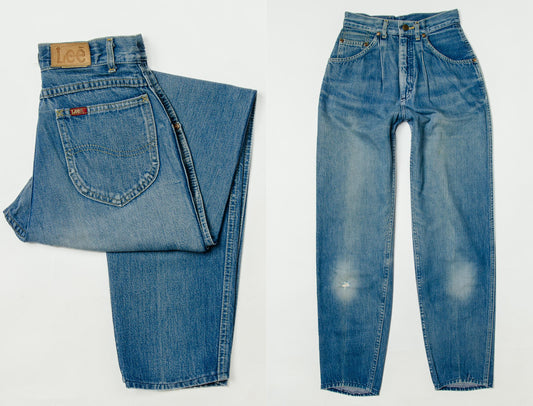 1980s Lee Riders Blue Denim High Waisted Mom Jeans 25 x 29