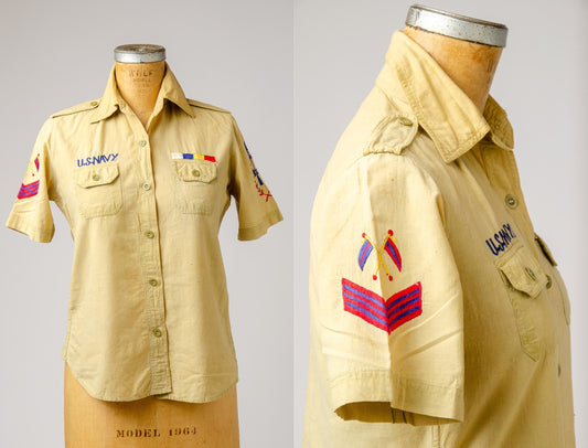 1970s Uniform Shirt US Navy Indian Cotton San Fransisco Shirt Works