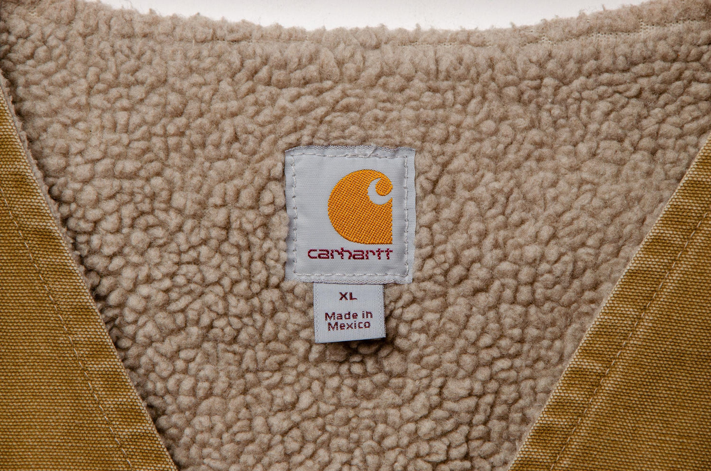 90s Carhartt Sherpa Vest Fleece Lined Heavy Denim Brown XL