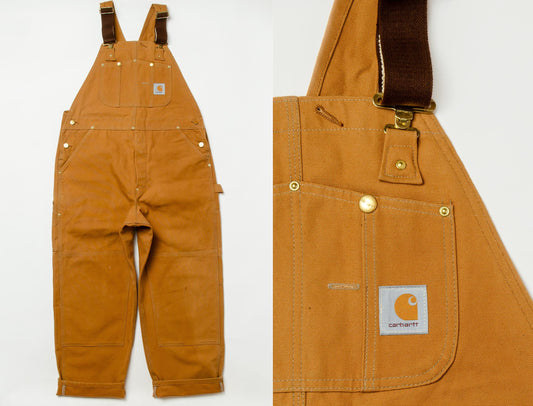 90s Deadstock Carhartt Overalls Brown Double Knee Denim Utility 38 x 30