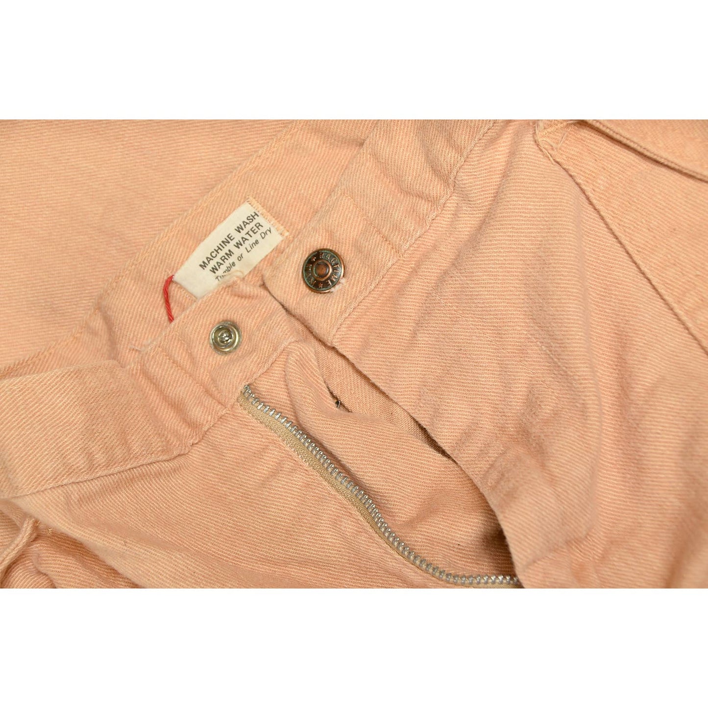 1970s Peach Denim Bell Bottoms High Waisted Wide Leg Jeans 26 x 31