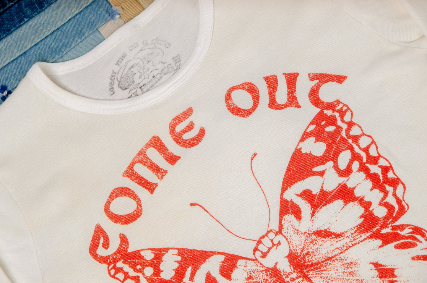 Come Out Liberation Butterfly Fist Long Sleeve Baby Rib Tee