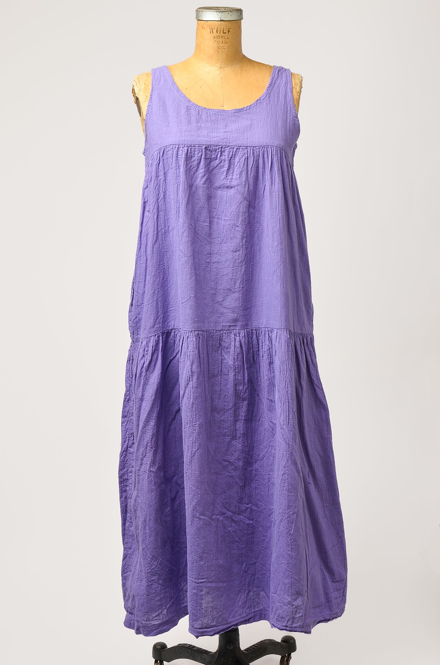 Vintage Cotton Babydoll Dress Lavender Cotton Full Length Tent Dress