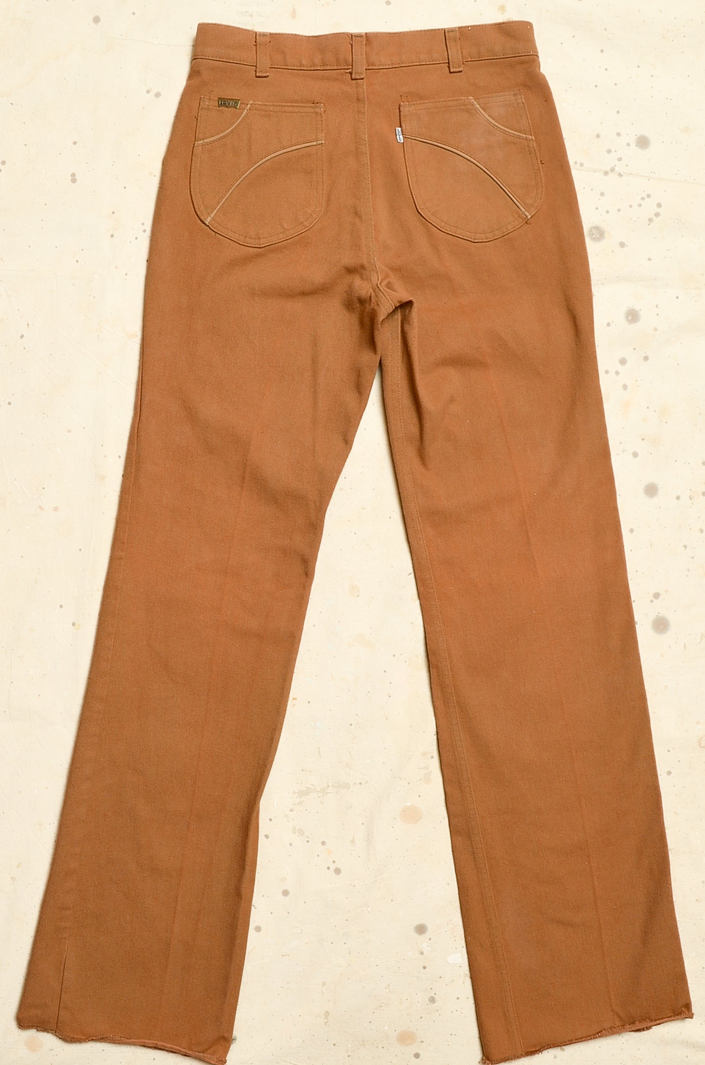 1970s Rust Orange Levis High Waisted Wide Leg Jeans W 31