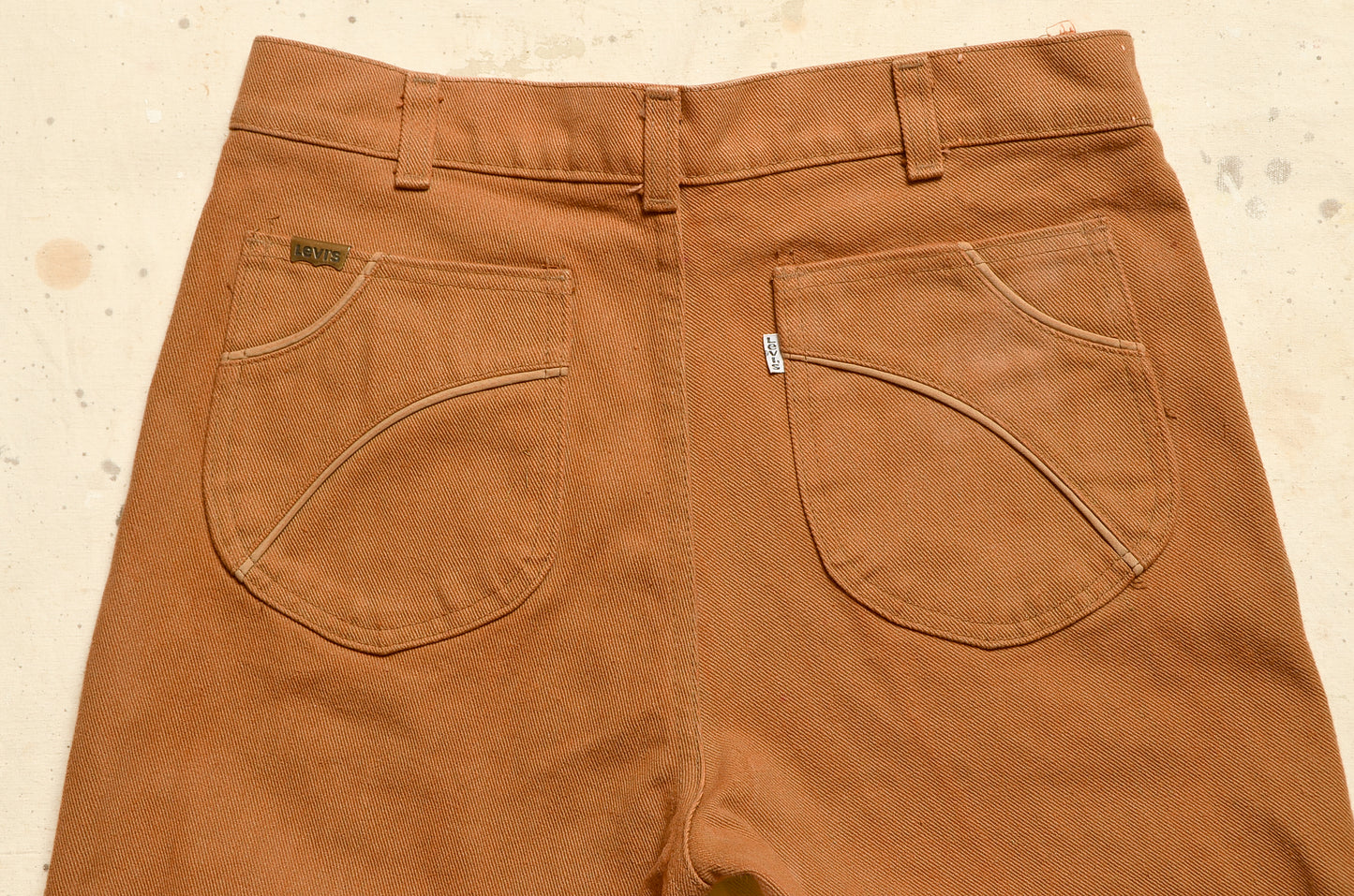 1970s Rust Orange Levis High Waisted Wide Leg Jeans W 31