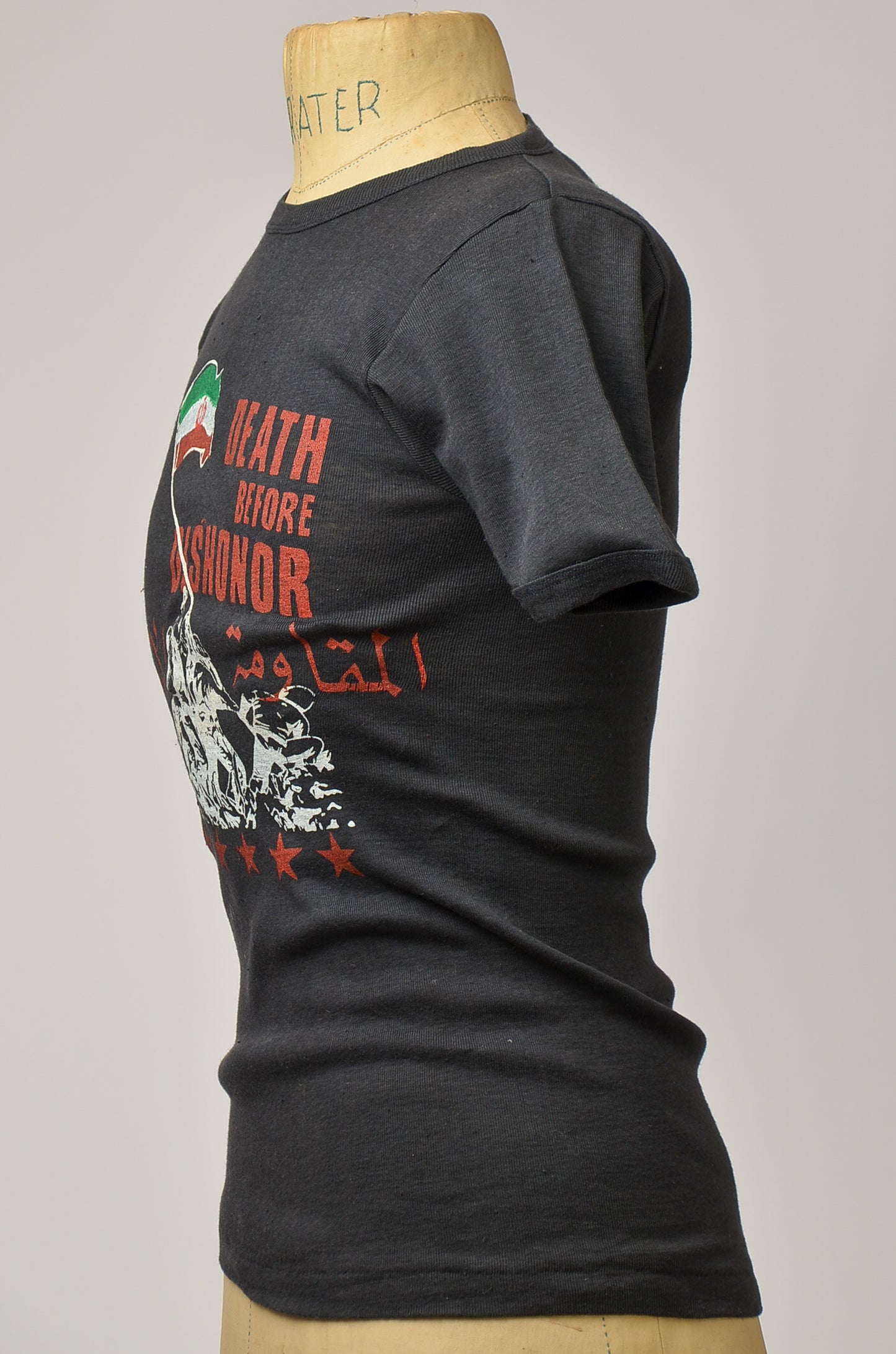 1970s Death Before Dishonor Iranian Flag Rib Knit T Shirt