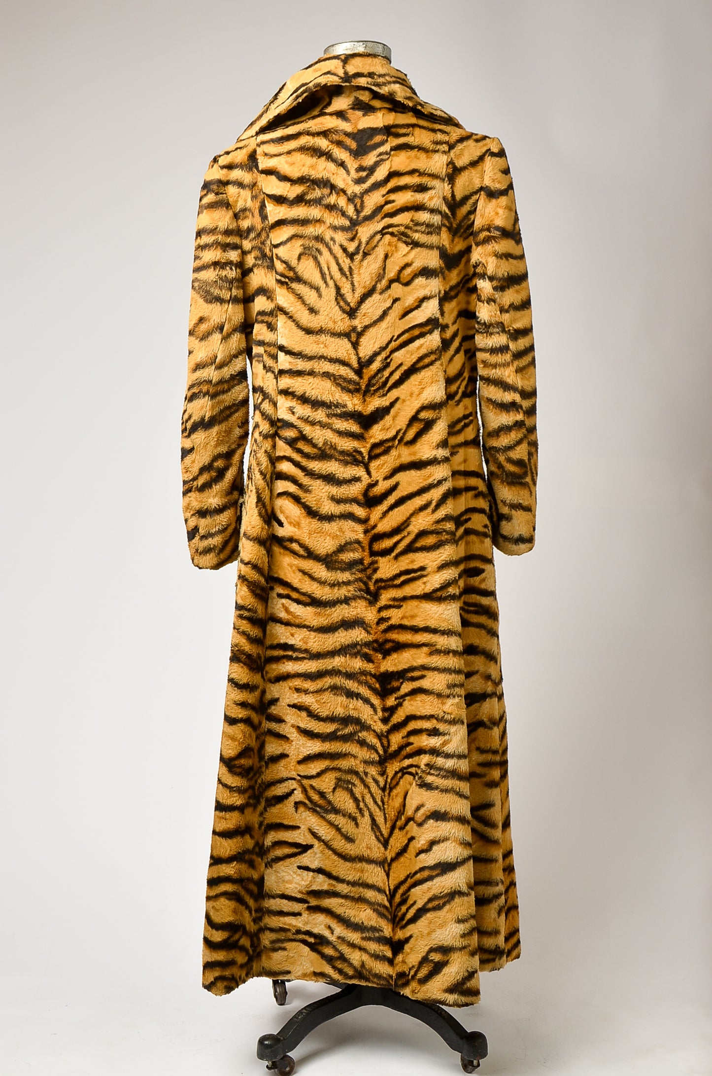 1970s Joseph I. Magnin Faux Tiger Fur Full Length Coat