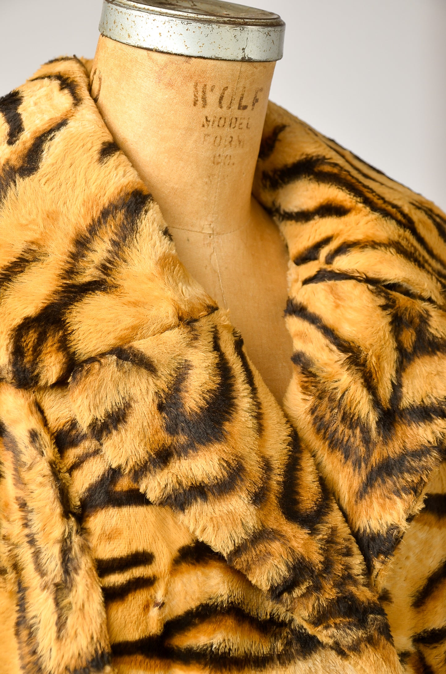 1970s Joseph I. Magnin Faux Tiger Fur Full Length Coat