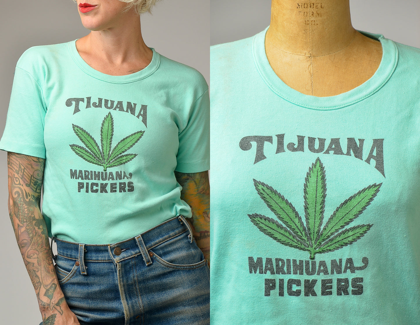 1970s Tijuana Marihuana Pickers Pot Shop Weed Tee Hippie T Shirt