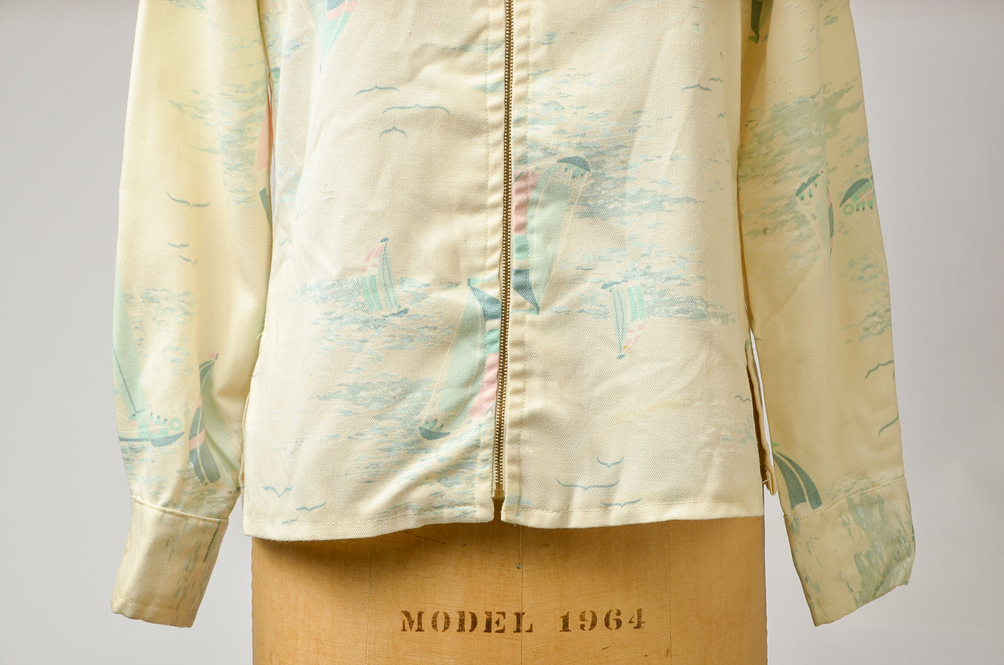 1970s Yacht Novelty Print Zip Up Car Club Jacket