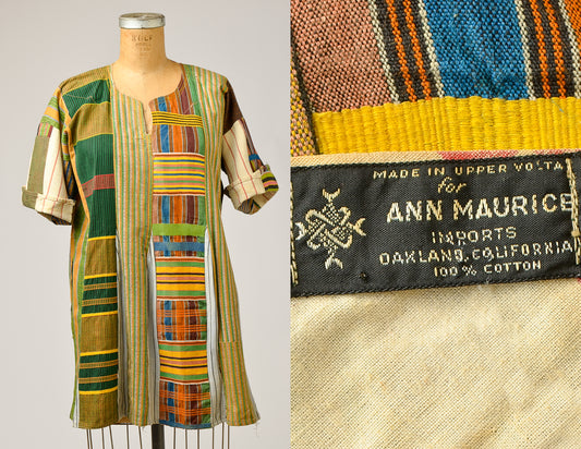 1960s African Patchwork Shirt Made in Togo Traditional West Africa Top