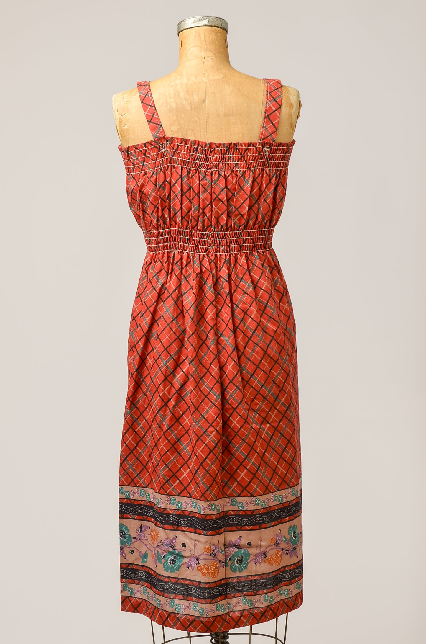 1970s Poppy Print Red Hippie Summer Dress