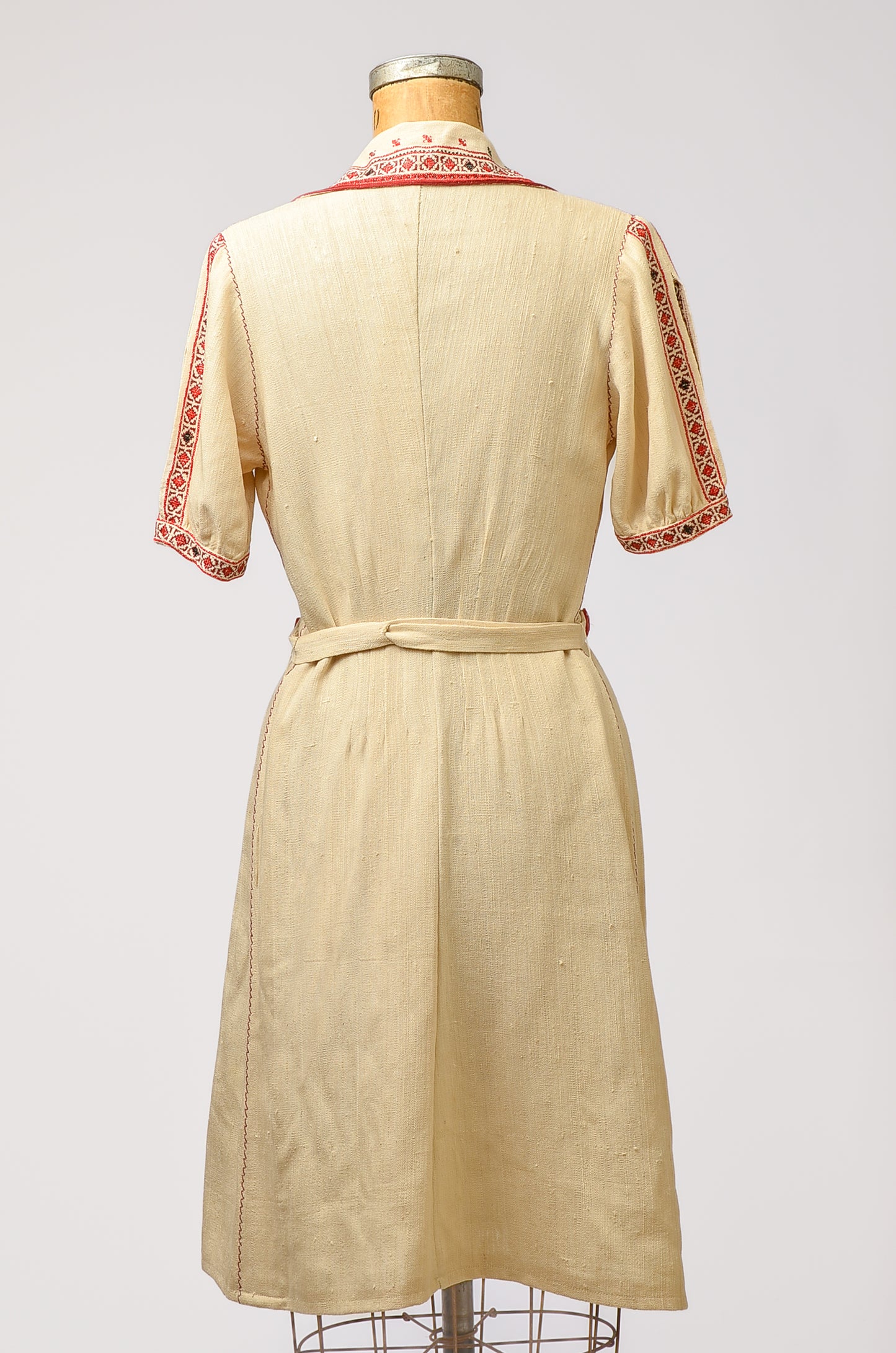 1920s Hungarian Hand Embroidered on Linen Cotton Folk Dress