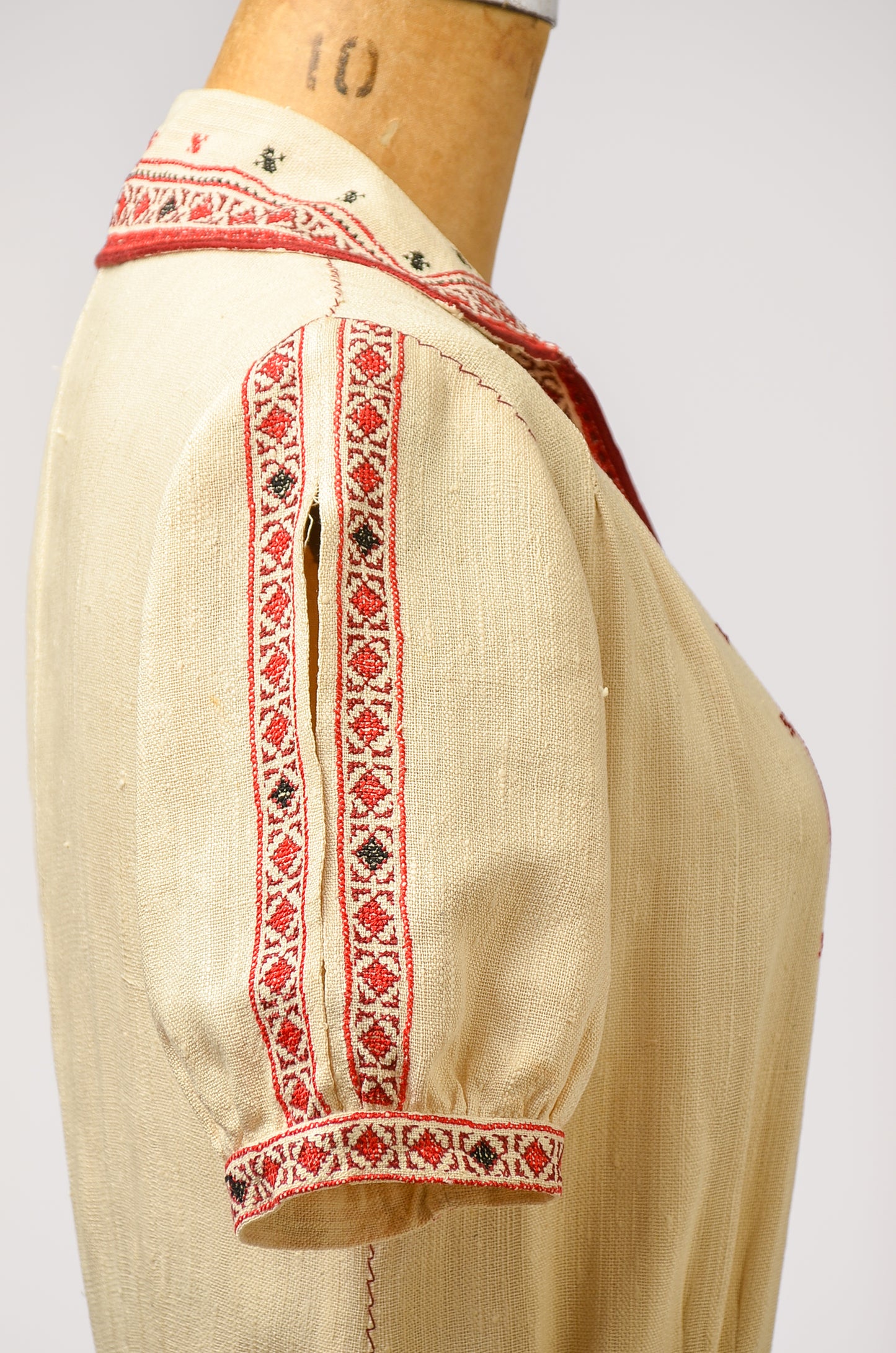 1920s Hungarian Hand Embroidered on Linen Cotton Folk Dress