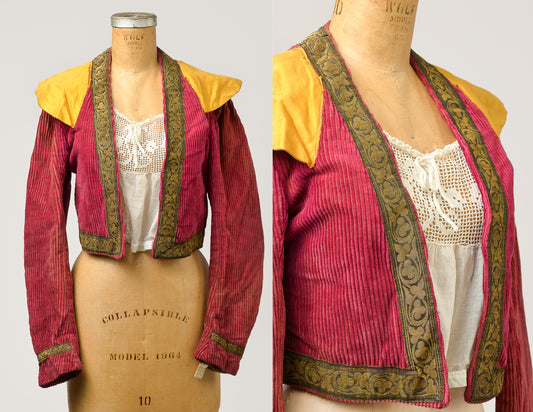 1920s Bohemian Corduroy Crop Jacket