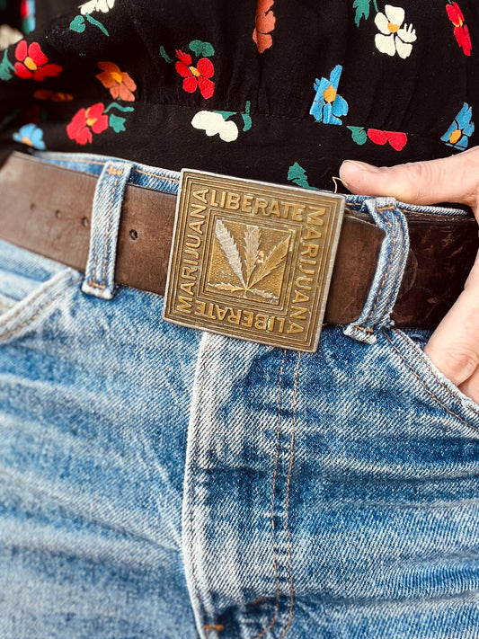 1976 Marijuana Liberate Brass Belt Buckle HPC  Pro-Cannabis Buckle