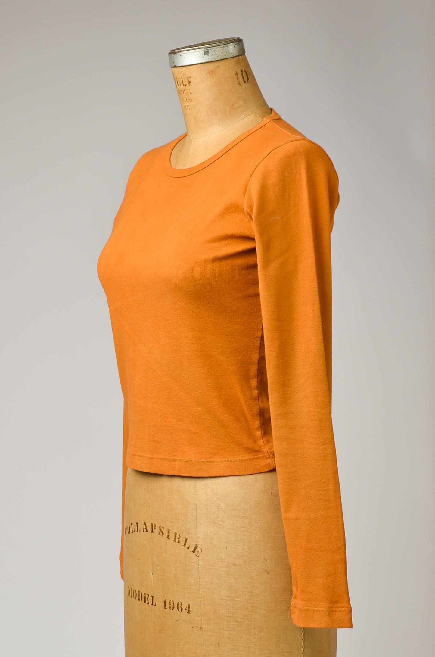 Babyrib Long Sleeve Hand Dyed Turmeric Crop T Shirt