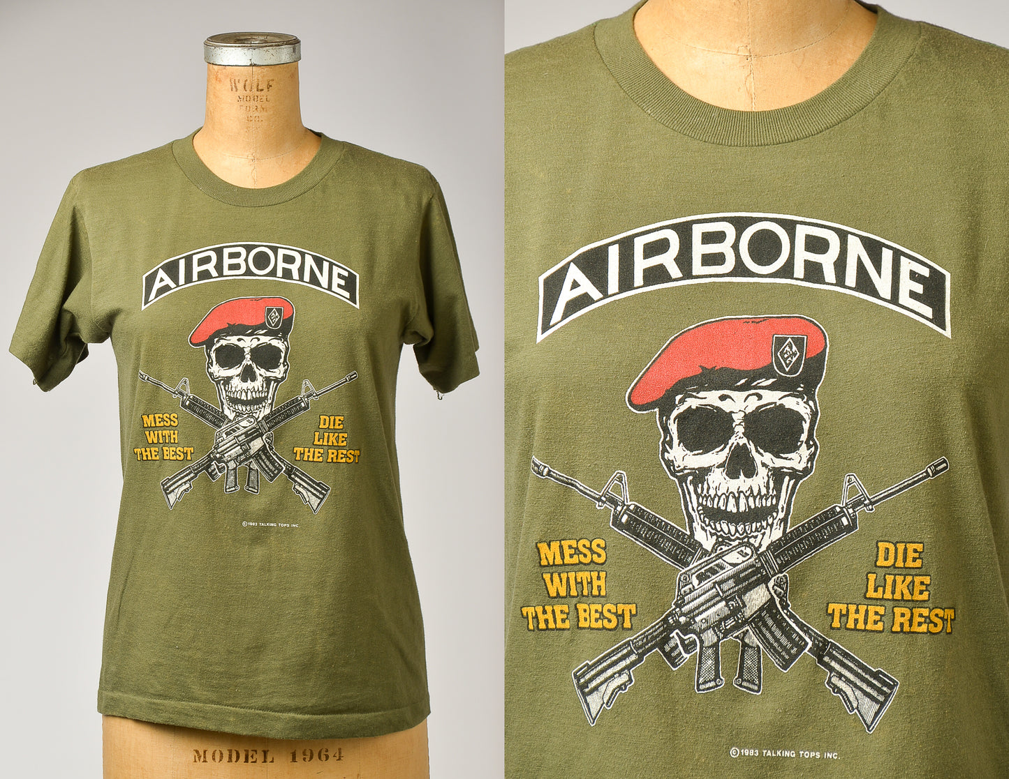 1983 Airborne Mess With The Best Die With The Rest USMC T Shirt