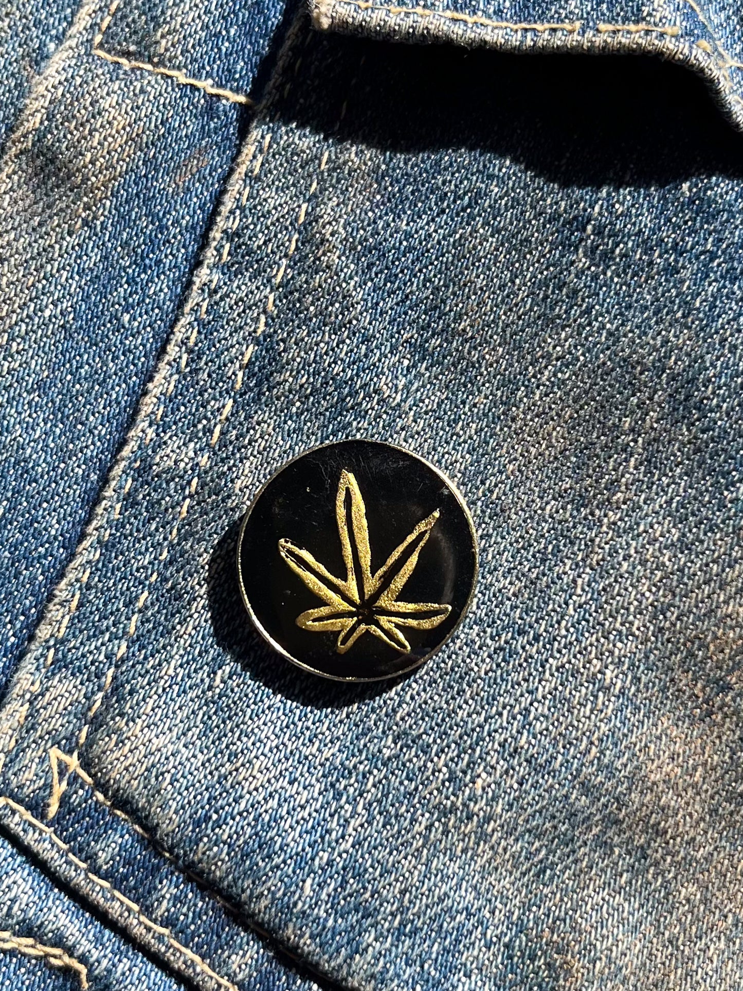 1970s Pot Leaf Pin Marijuana Biker Hat Pin