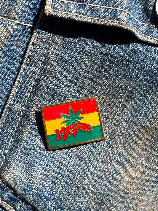 1970s Marijuana Rasta Biker Hat Pin