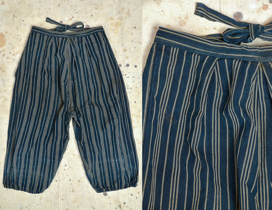 1920s Japanese Indigo Monpe Wrap Around Work Pants