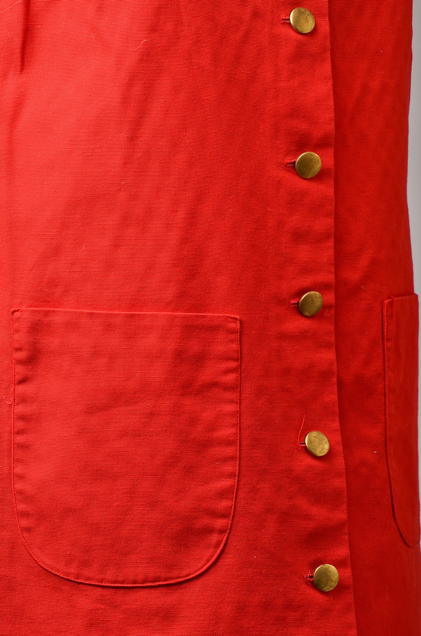 1960s Cotton Pinafore Dress Red Button Down Apron Dress