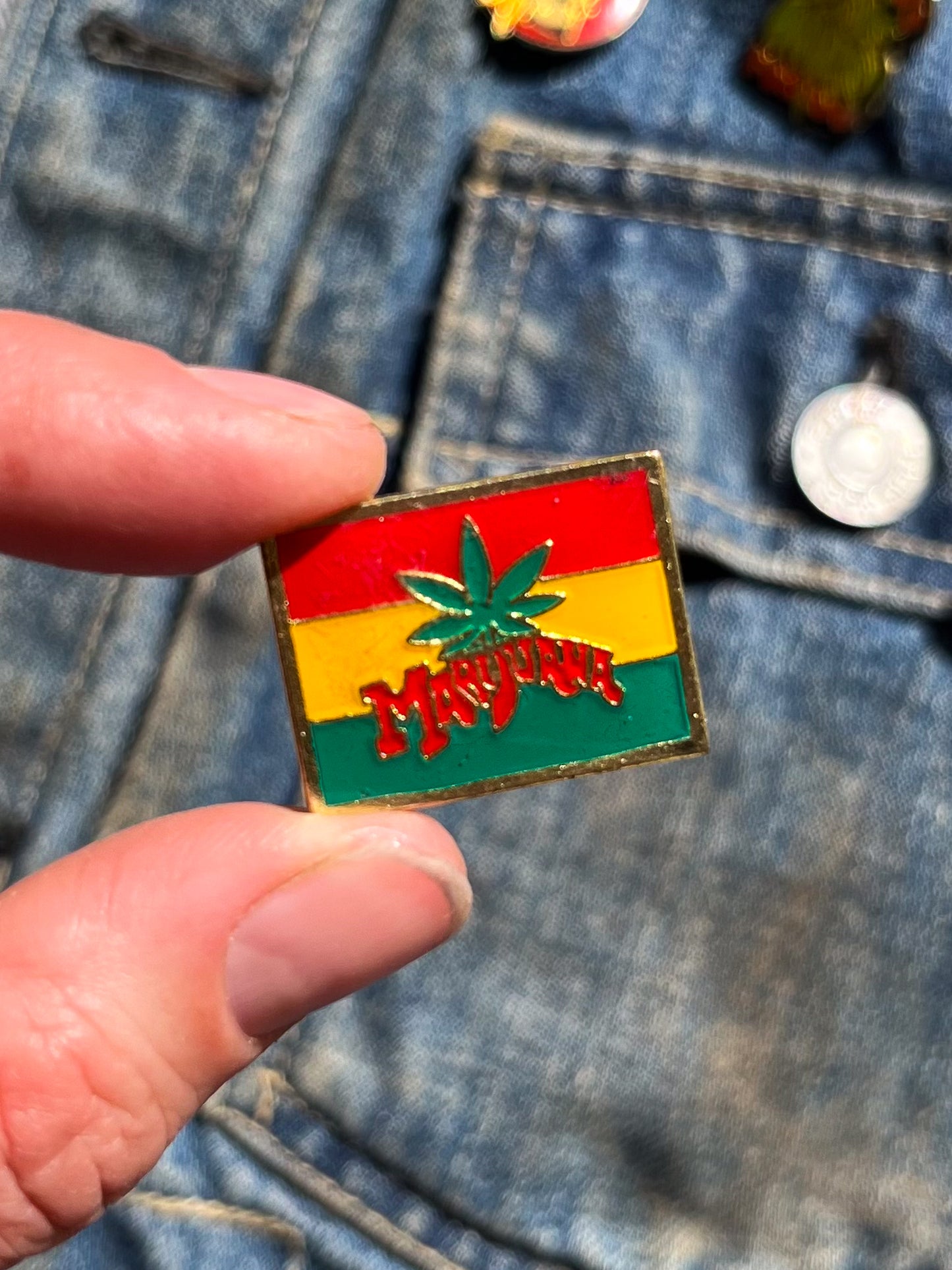 1970s Marijuana Rasta Biker Hat Pin