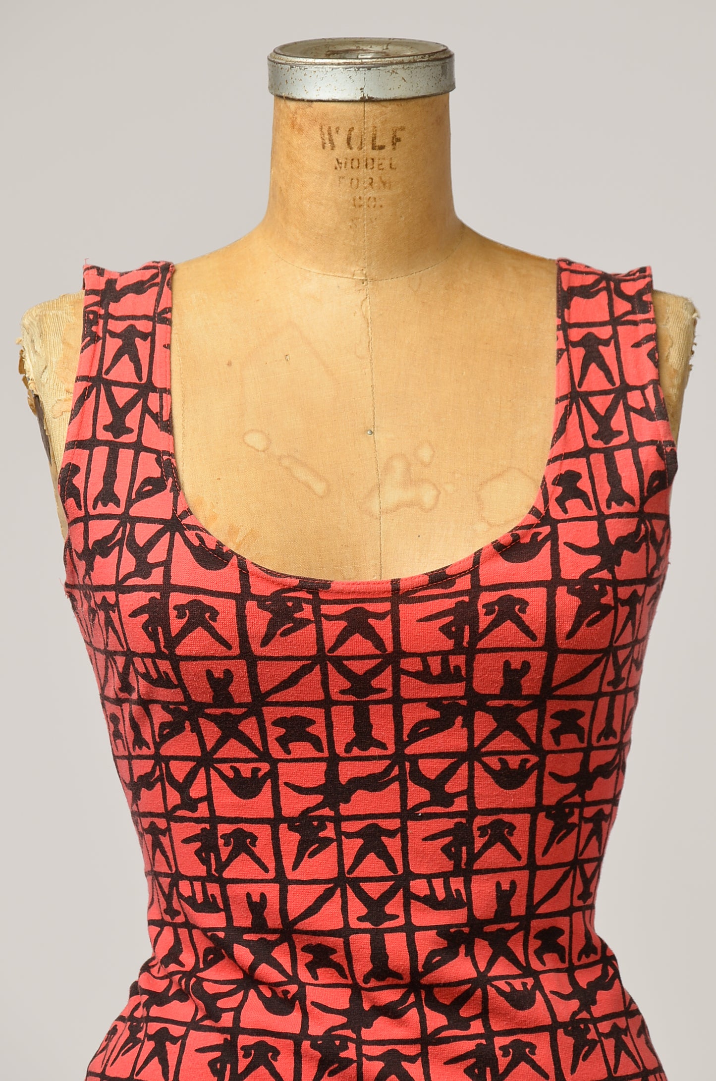 1980s Bodycon Dress Cage Dancers Black and Red Fitted Dress