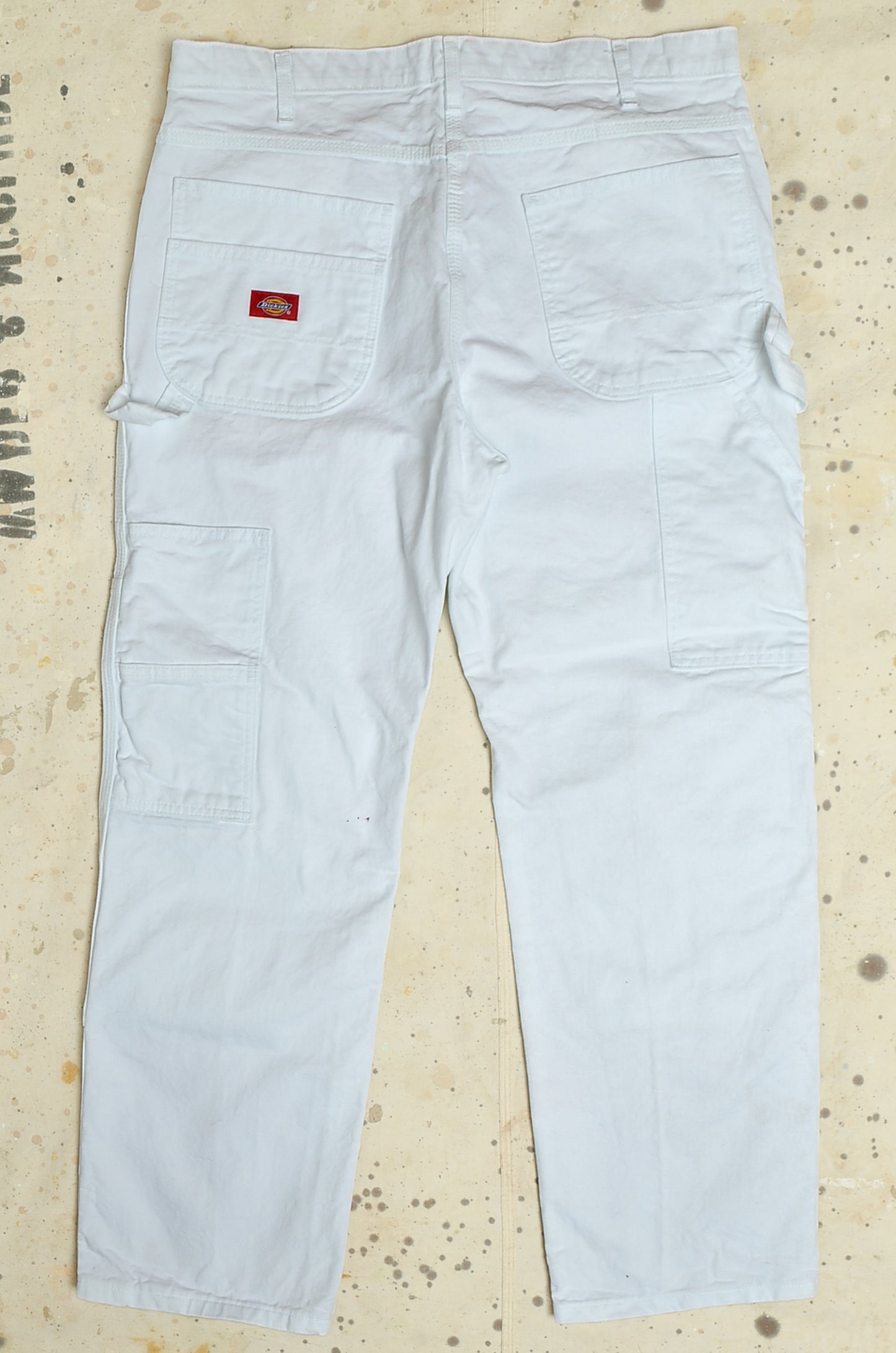 Vintage Dickies White Cotton Denim Carpenter Workwear Utility Jeans 37 x 30