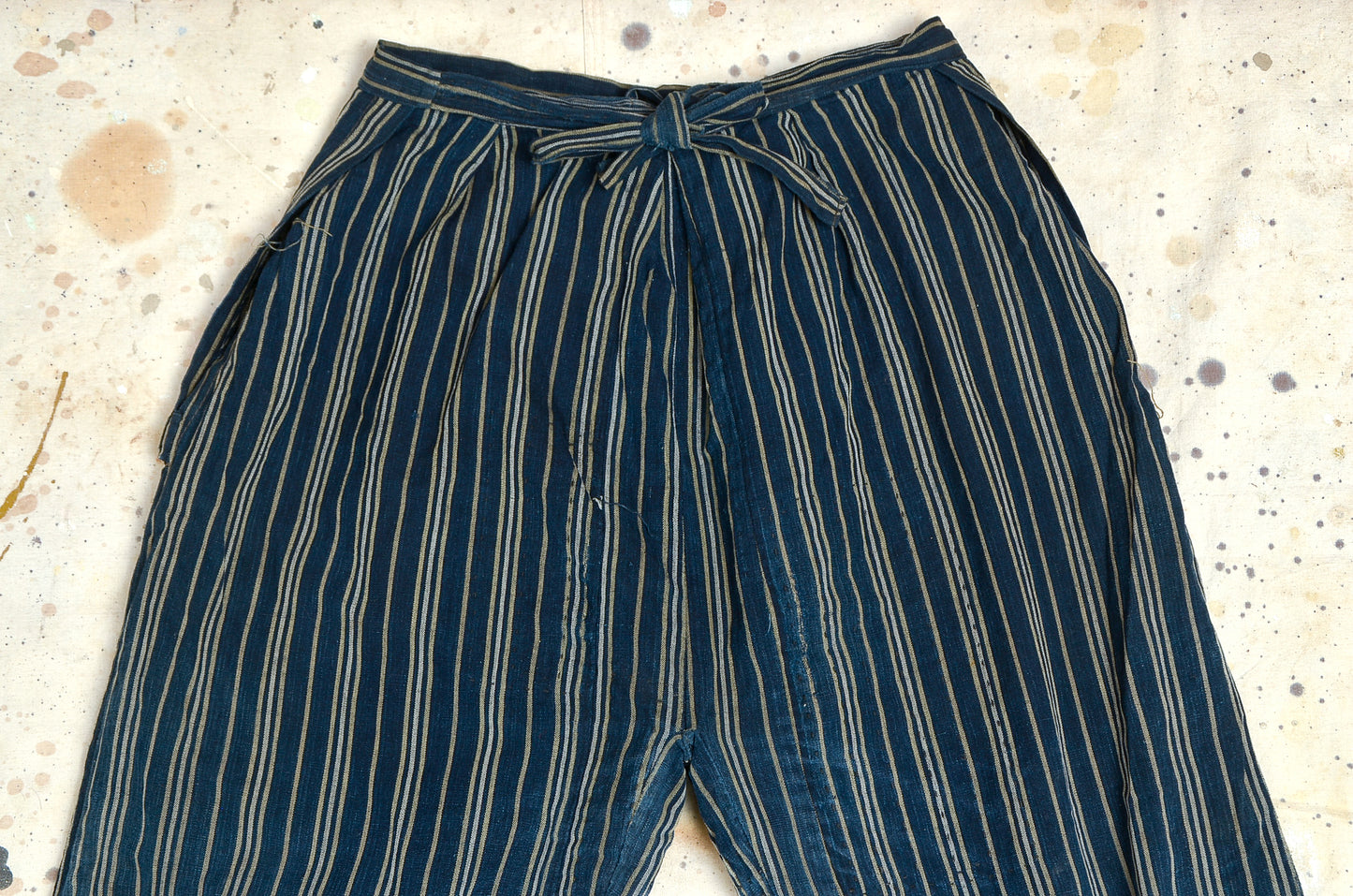 1920s Japanese Indigo Monpe Wrap Around Work Pants