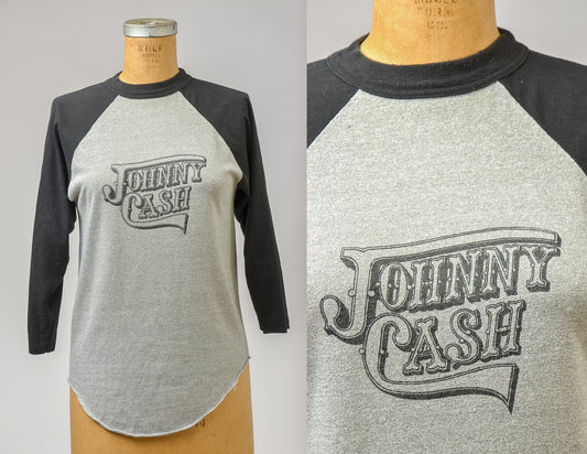 1980s Johnny Cash Grey Raglan Sleeve Country Western T Shirt