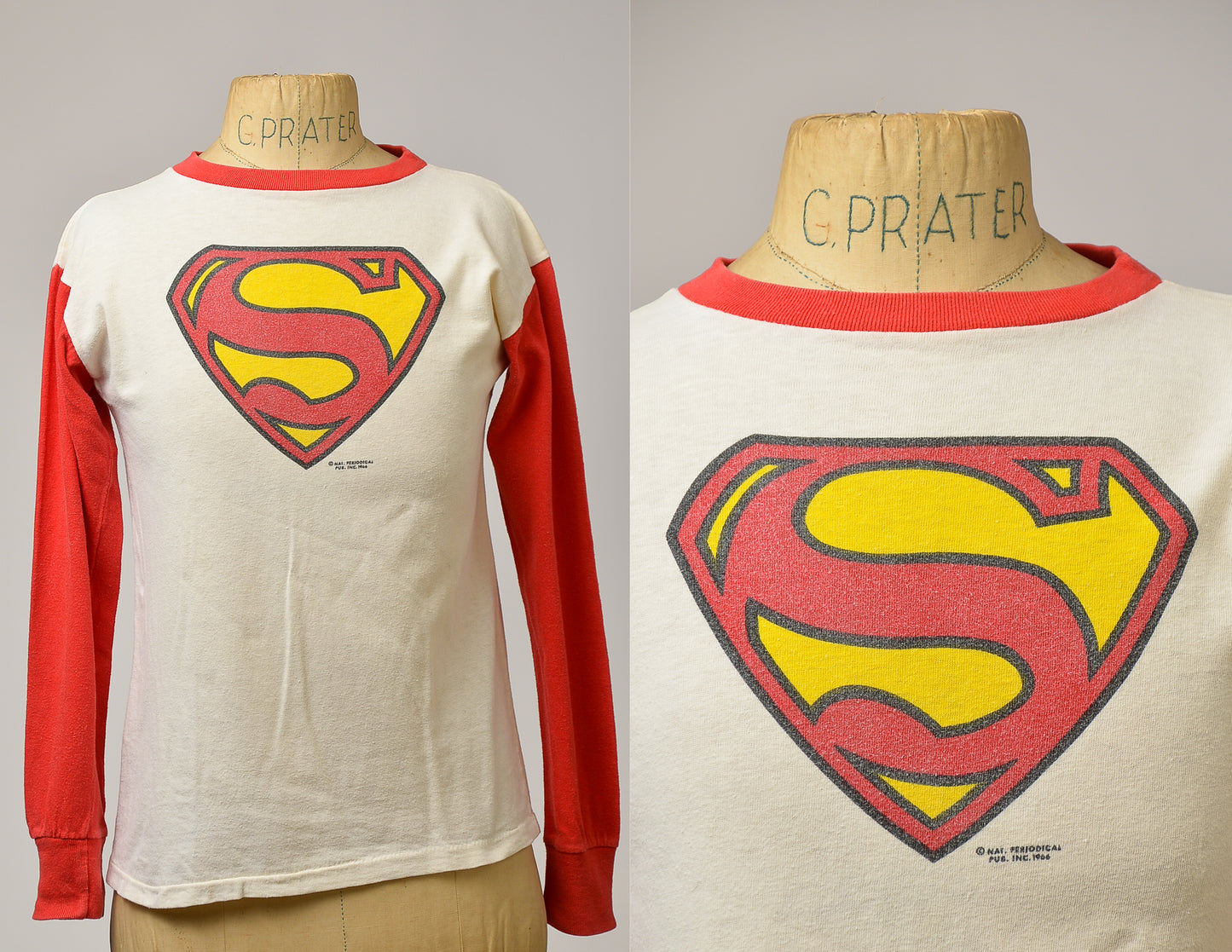 1960s Superman DC Comics Super Hero Cotton Long Sleeve T Shirt