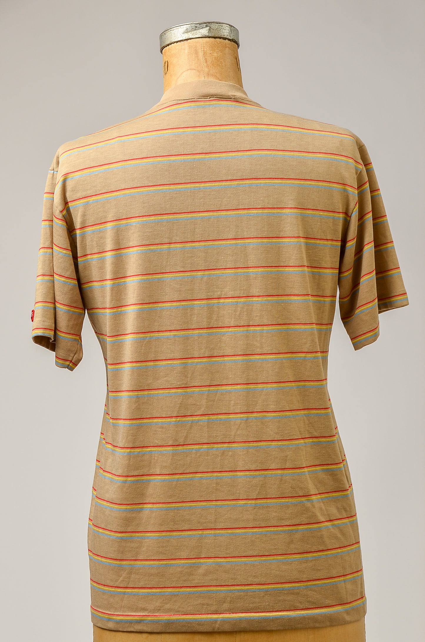 1970s Levis Earth Tone Stripe V Neck Cotton T Shirt