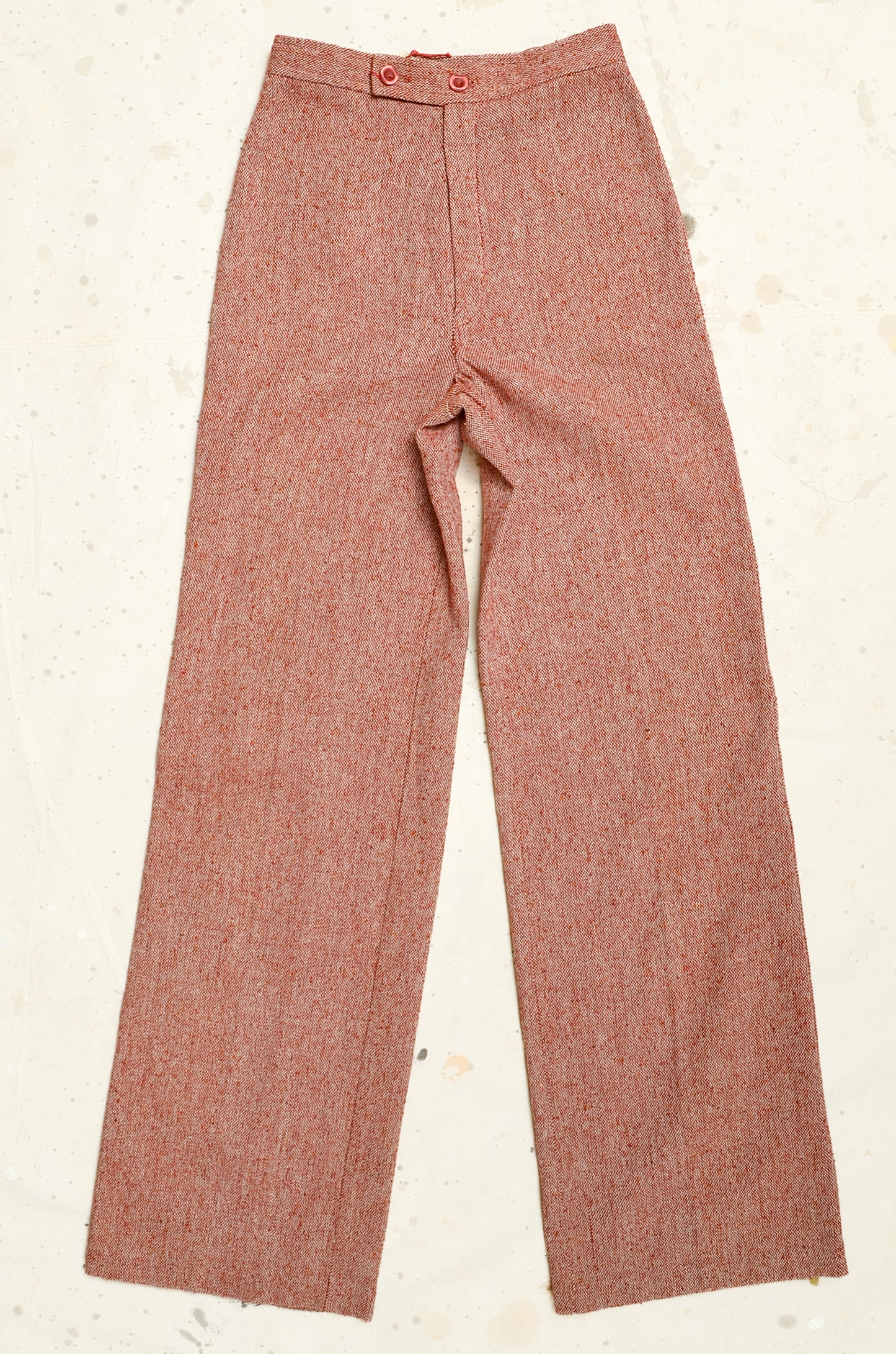 1970s Knit Pants High Waisted Red Wool Flared Glam 23 x 31